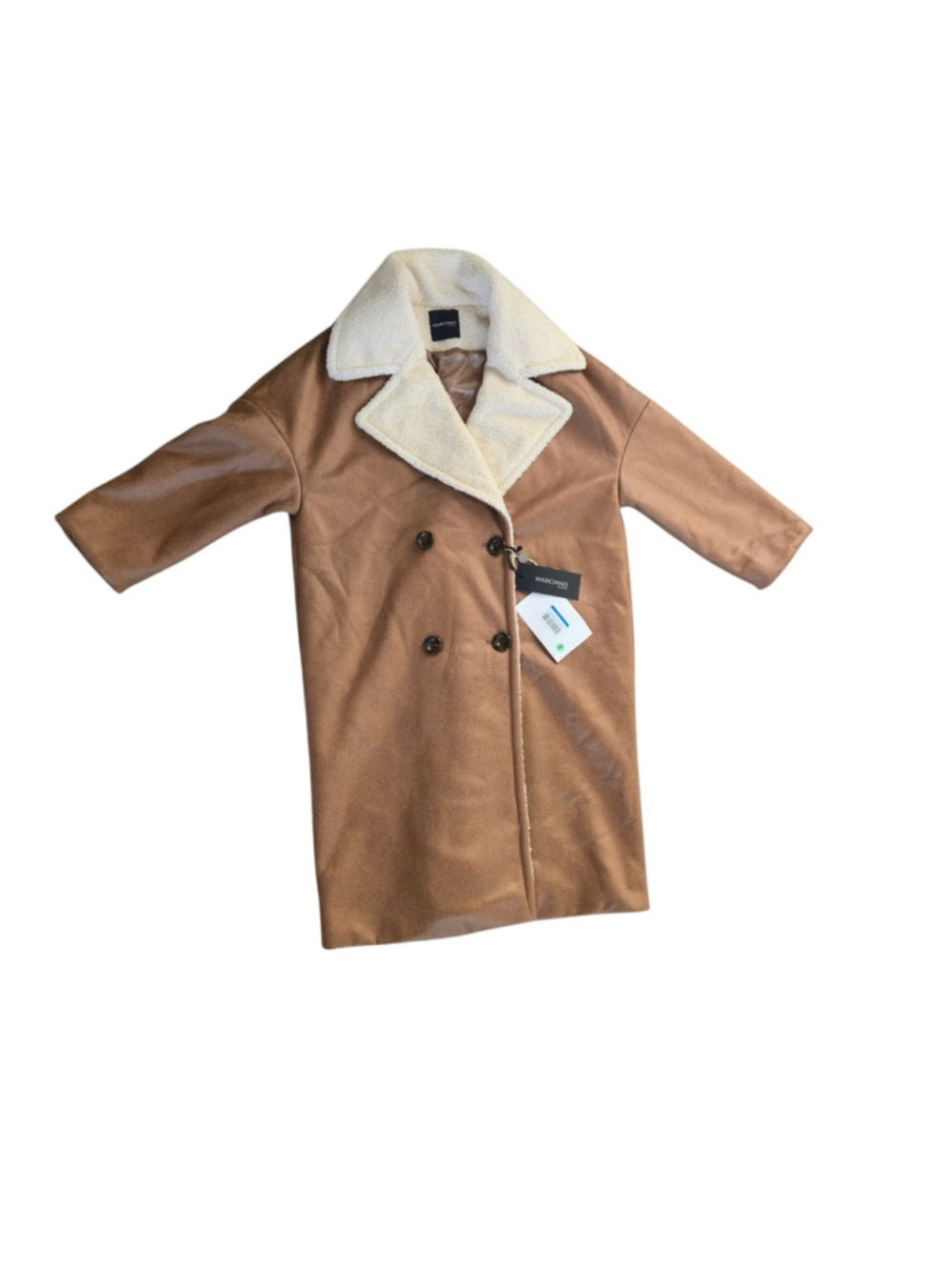 Guess Men's Brown Button Up Faux-Shearling Overcoat Coat Jacket Size 44